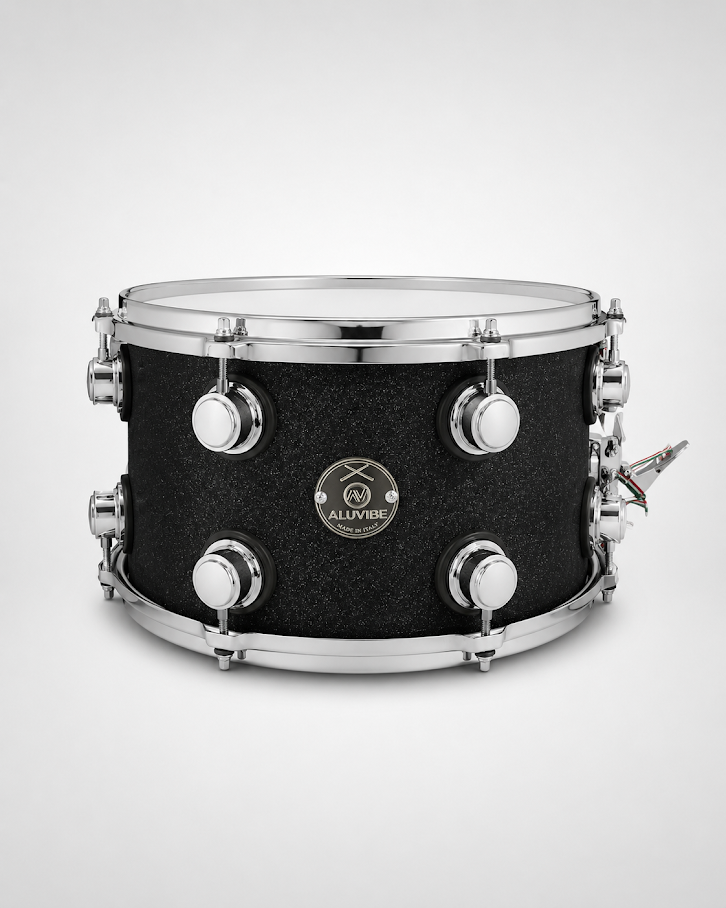 Rullante in alluminio 14"x 8" Wrap nero opaco glitterato